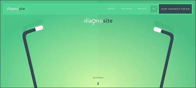 Print do site diagnosite para o artigo de sites com efeitos incríveis