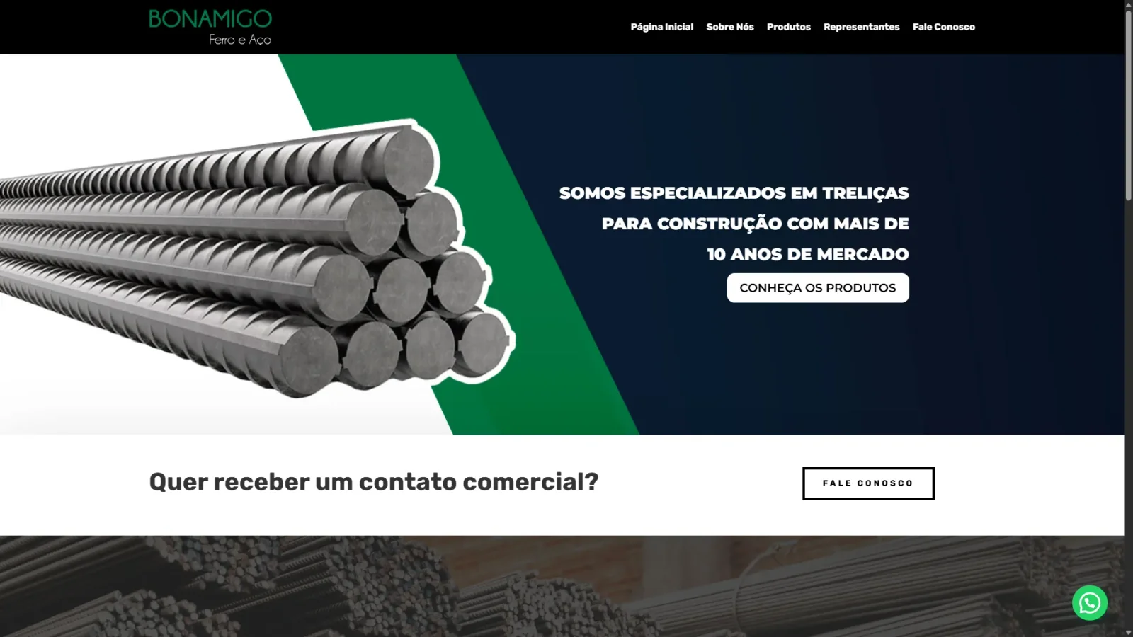 Tela principal do projeto Bonamigo Ferro e Aço