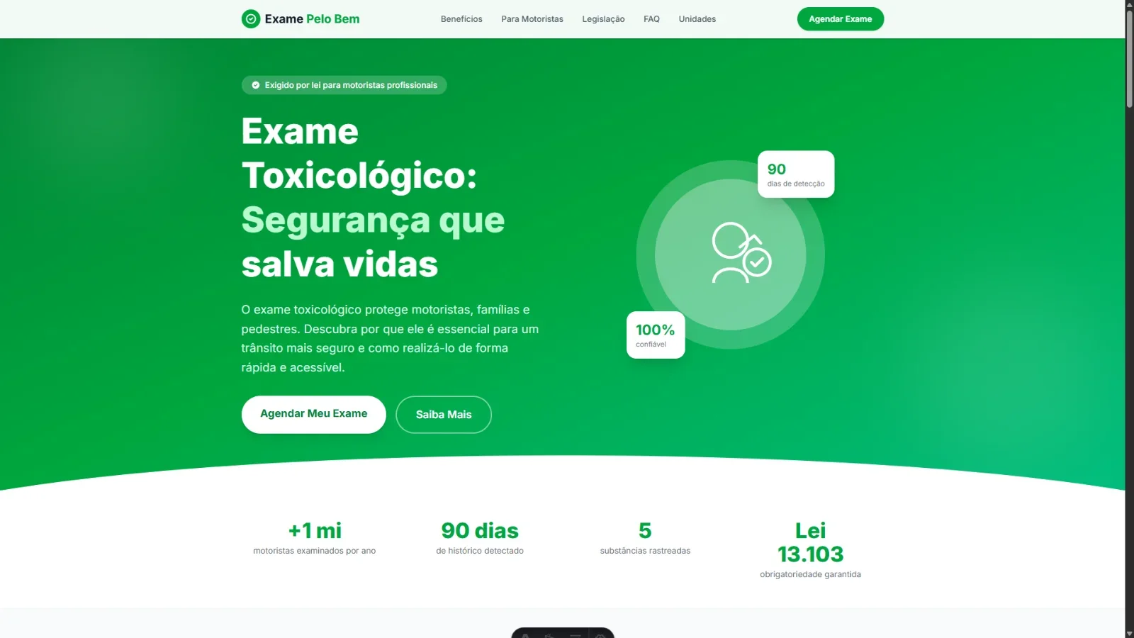 Tela principal do projeto Exame Pelo Bem