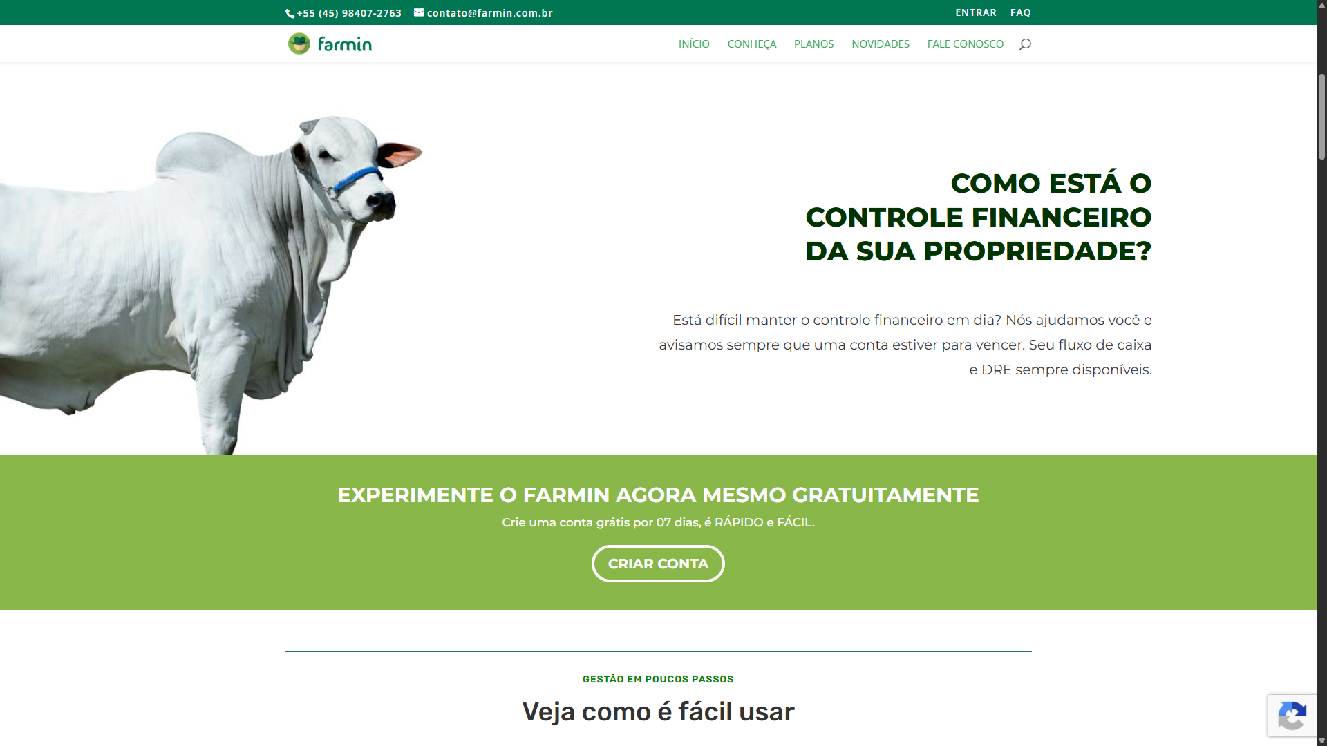 Tela principal do projeto Farmin App: Inovação na Agricultura Digital
