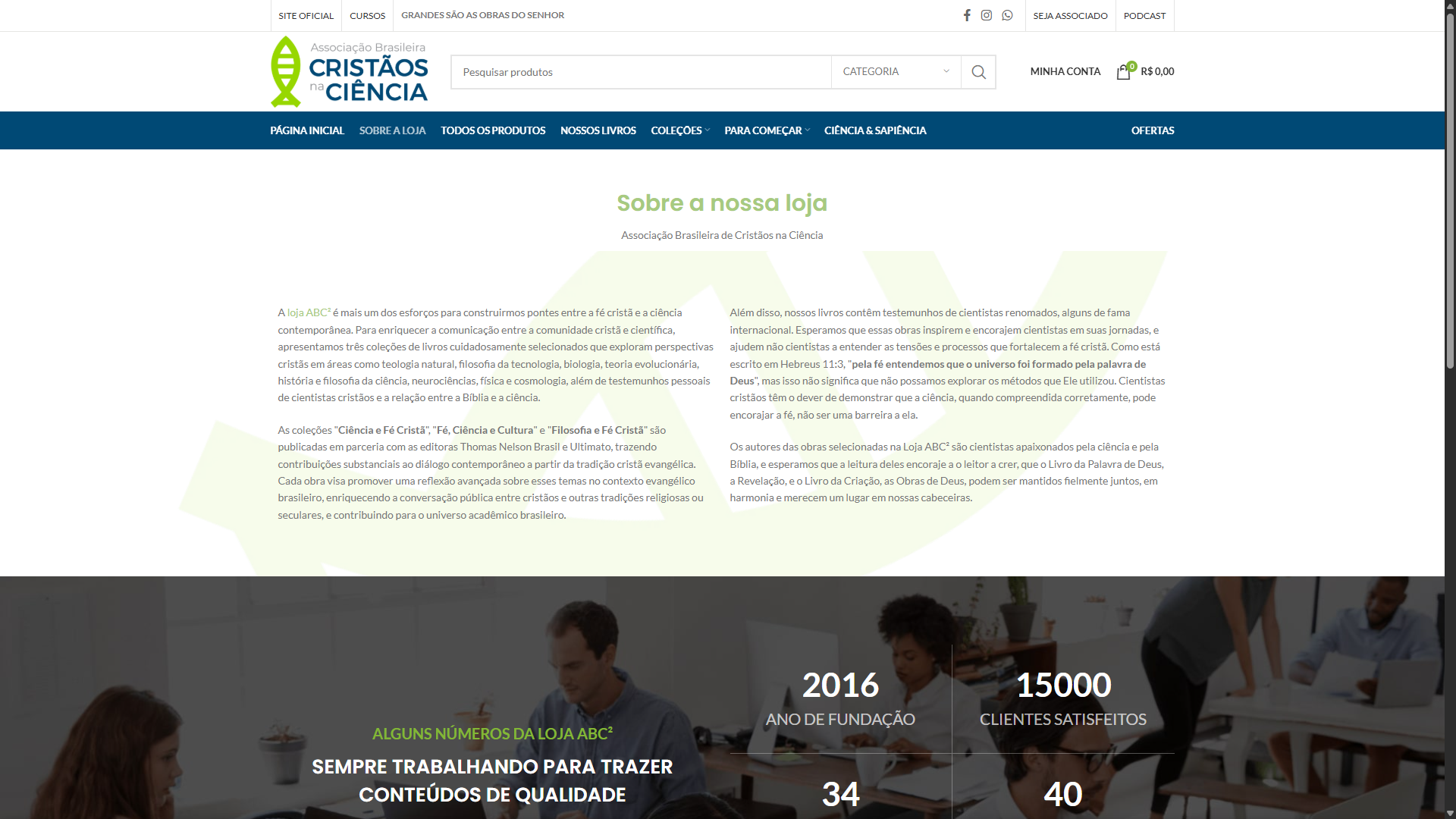 Foto do projeto Loja Virtual ABC2 - Associação Brasileira de Cristãos na Ciência