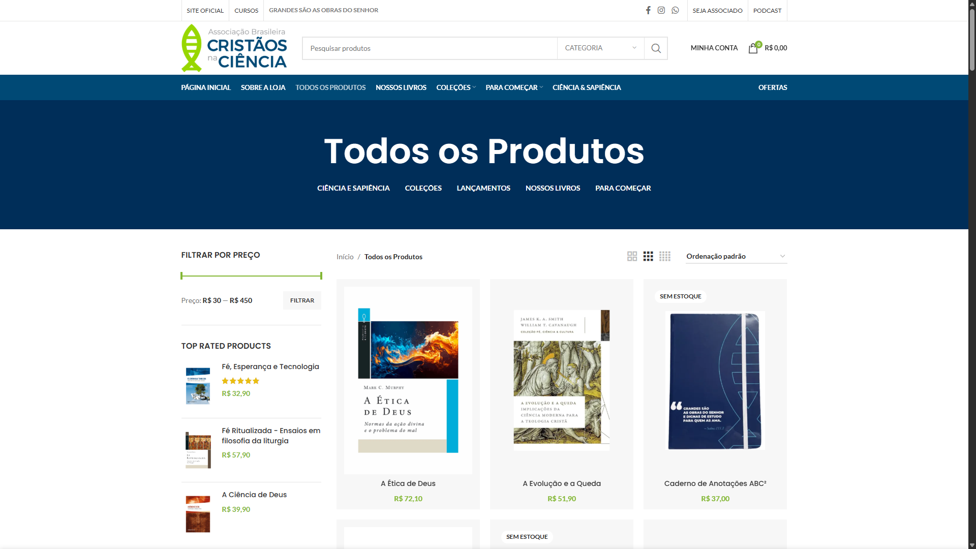 Foto do projeto Loja Virtual ABC2 - Associação Brasileira de Cristãos na Ciência