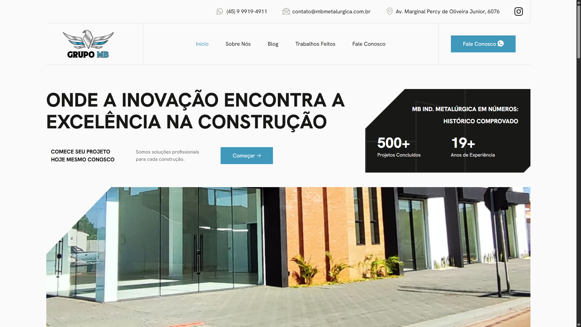Tela principal do projeto Metalúgica MB