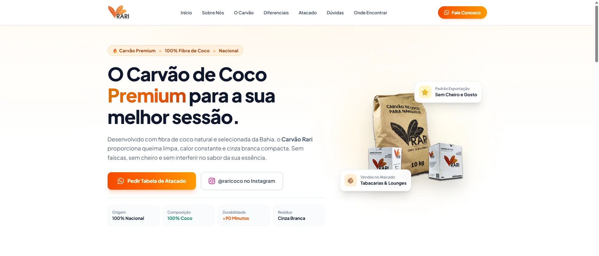 Tela principal do projeto Rari Indústria de Briquetes