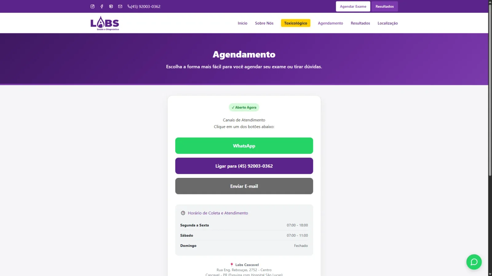 Foto do projeto Site para Laboratório Labs Cascavel