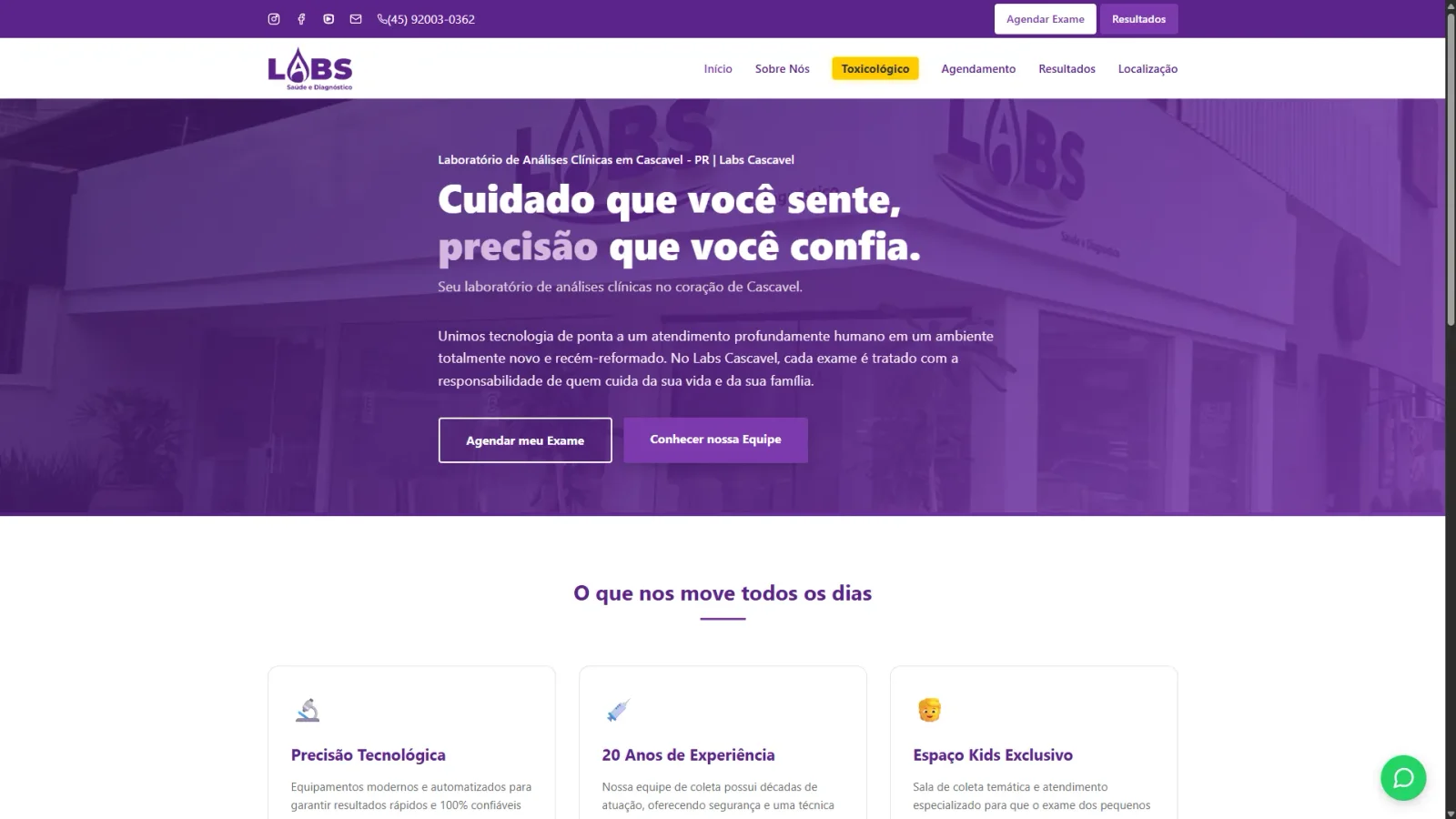 Site para Laboratório Labs Cascavel