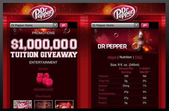 http://www.drpepper.com/mobile